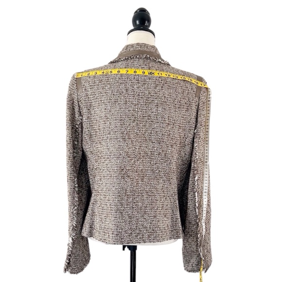 Jones New York Women’s Pewter Brown Boucle Tweed Moto Jacket Size 12 - Picture 6 of 11